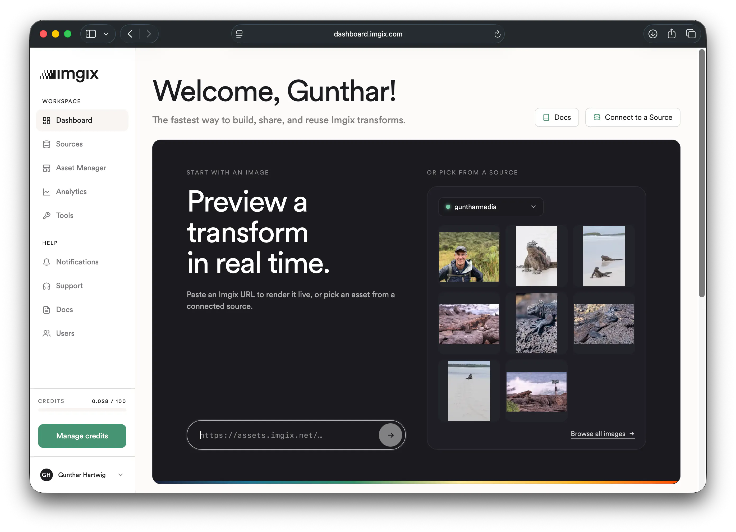 Imgix product dashboard screenshot