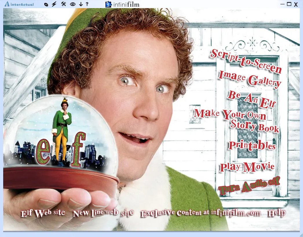 Elf DVD-ROM interactive main menu built with InterActual authoring technology